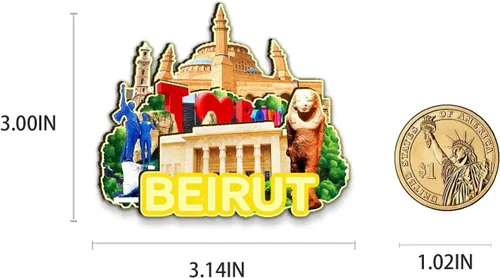 Vista 3 de Beirut - Imán de madera para nevera, diseño de Líbano en 3D, recuerdos coleccionables, decoración hecha a mano, 2