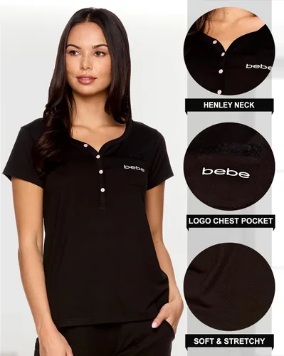 Vista 2 de bebe Conjunto de pijama para mujer, camisa de manga corta con pantalones de pijama para correr