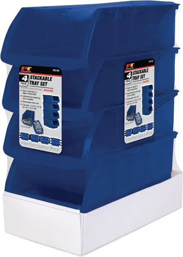 Vista 7 de Performance Tool W5196 Bandejas de almacenamiento grandes apilables de 4 piezas (9.25 x 6 x 5 pulg.)