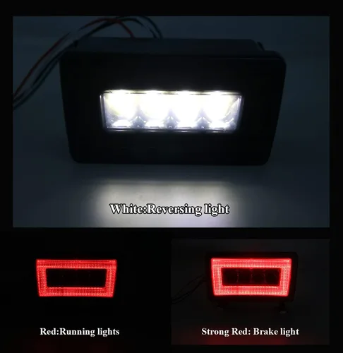 Vista 4 de Jinfili 3 en 1 lente roja LED antiniebla, lámpara de freno trasero, parachoques trasero, luz inversa, kit de lámpara compatible con Subaru WRX STI
