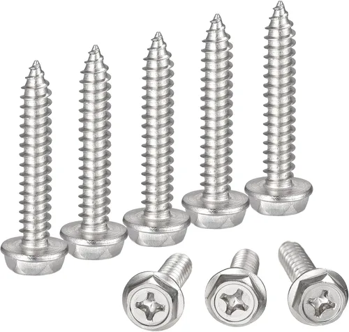 Vista 19 de uxcell Phillips - Tornillos autorroscantes para arandela hexagonal, M4 x 0.472 in, acero inoxidable 304, brida hexagonal, 25 piezas