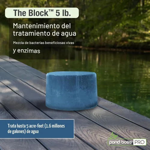 Vista 3 de pond boss® PRO The Block™ - Clarificador de agua, removedor de lodos y olores, 5 libras.