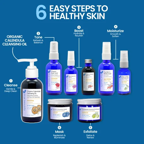 Vista 3 de Blue Beautifly Aceite limpiador de caléndula orgánico certificado por USDA, elimina el maquillaje, limpia los poros y restaura la barrera