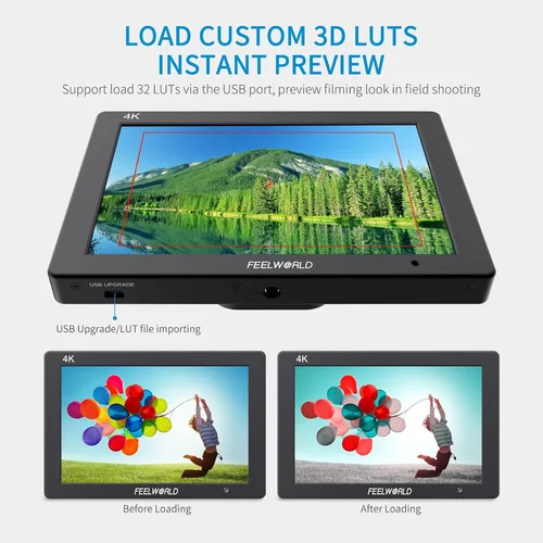 Vista 2 de FEELWORLD T7 7 pulgadas IPS 4K HDMI Cámara Monitor de campo Asistencia de video Full HD 1920x1200 carcasa de aluminio sólido DSLR Monitor