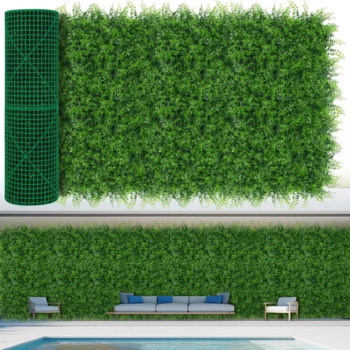 Vista 9 de 6 paneles de pared de césped de 20 x 20 pulgadas, fondo de hierba de helecho artificial con protección UV, paneles de boj de plantas de vegetación