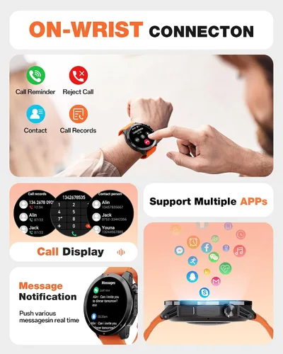 Vista 8 de AOLON Reloj inteligente GPS para hombre, 1.43 pulgadas AMOLED Smartwatch con brújula/barómetro/altímetro, monitor de frecuencia cardíaca/sueño, 30M