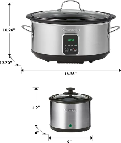 Vista 6 de Kenmore - Olla de cocción lenta de 7 cuartos de galón con tinta, olla de cocción lenta con ajustes programables, controles digitales, gran capacidad