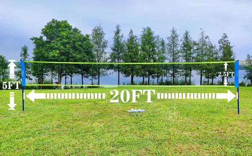 Vista 3 de Zdgao Juegos de bádminton para patio trasero, red de bádminton portátil con ajustador de tensión, juego de 4 raquetas de bádminton, 3 volantes