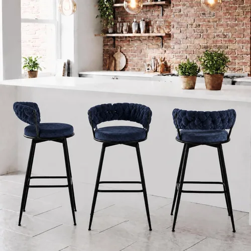 Vista 28 de Juego de 2 taburetes de bar tapizados para encimera de cocina, color beige