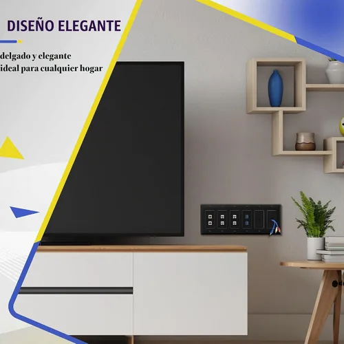 Vista 3 de ENERLITES Placa de pared decorativa para interruptor de luz o receptáculo, tamaño 6-Gang 4.50" x 11.81" pulgadas, policarbonato termoplástico Negro