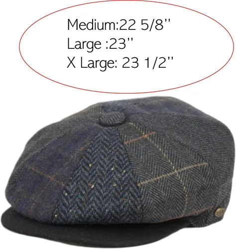 Vista 4 de Hombres de lana Newsboy Cabbies Otoño Invierno Clásico Patchwork Plaid Apple Cap Golf Sombrero Multicolor