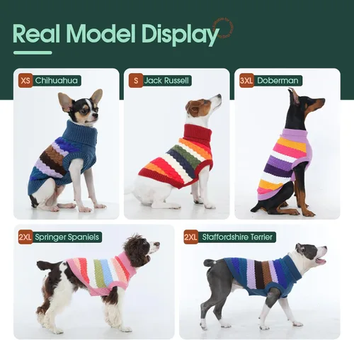 Vista 8 de Kuoser Suéter para perro, suéteres de Navidad para perros extra pequeños, suéter suave y cálido para perros, chaleco de punto trenzado colorido