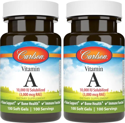 Vista 9 de Carlson - Vitamina A solubilizada, 10000 UI (3000 mcg RAE), soluble en agua, salud de la visión, 100 cápsulas blandas