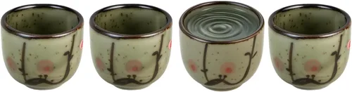 Vista 10 de Juego de 4 tazas de sake de porcelana de estilo japonés, juego de tazas pequeñas de cerámica para sake caliente o frío, tazas de sake tradicionales