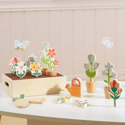 Vista 2 de Juego de herramientas de jardín de flores de madera, caja de jardinería y juego de herramientas de jardín, juguetes Montessori, aprendizaje
