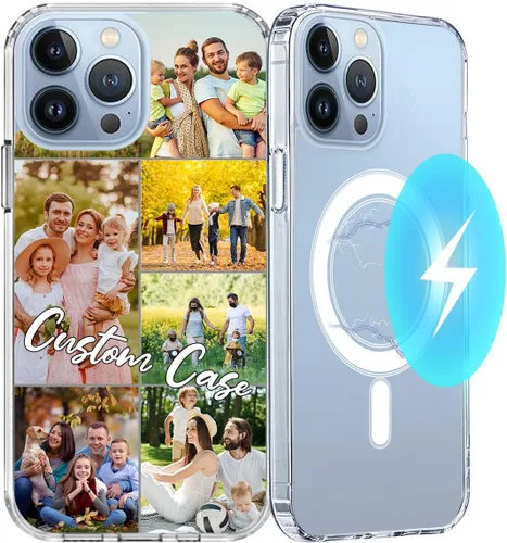 Vista 9 de Funda personalizada para iPhone 17 Air 16 16e 15 14 13 Pro Max Plus Mini con Magsafe [imanes fuertes] [No amarillento] Funda magnética personalizada