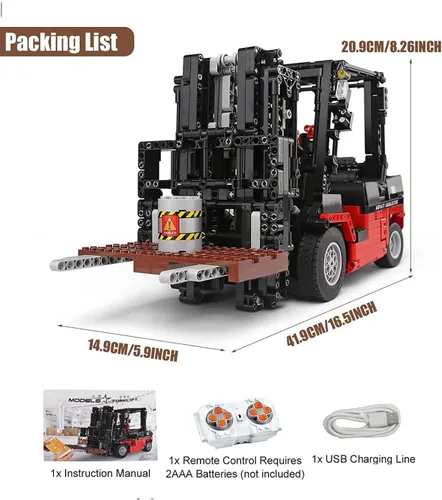 Vista 4 de Mould King 13106 Kit de Bloques de Construcción de Montacargas, Modelo de Camión Elevador de Estantería de Servicio Pesado MOC con Control Remoto