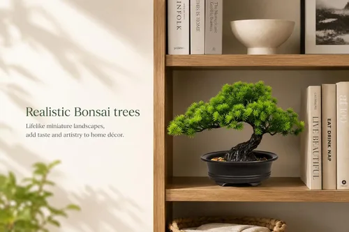 Vista 15 de Árbol bonsái de enebro artificial para decorar interiores para casa u oficina