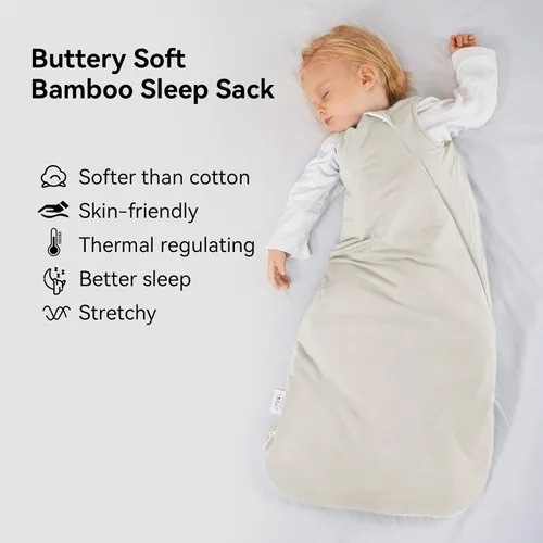 Vista 2 de BubblePanda - Saco de dormir de bambú de rayón para bebé de 0 a 6 meses, 1.0 tog, manta portátil ultra suave para bebé de 0 a 3 meses, saco
