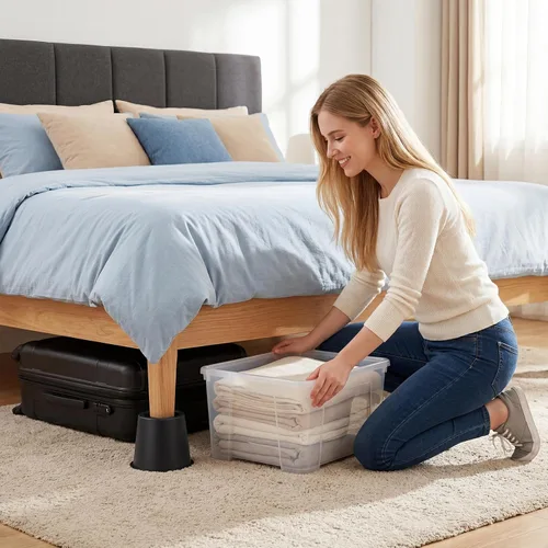 Vista 7 de Paquete de 15 elevadores de cama resistentes de 4 pulgadas, elevadores redondos de muebles para camas, sofás, mesas, sillas, capacidad total