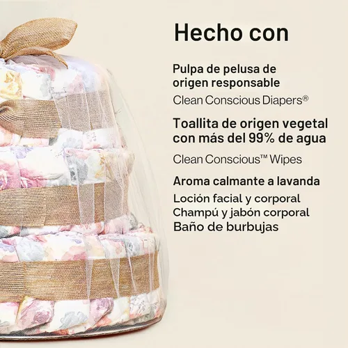 Vista 4 de The Honest Company Pastel de pañales, a base de plantas, flor de rosa
