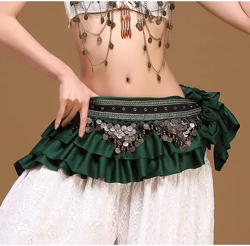 Vista 2 de Cadena de cintura para danza del vientre, bufanda de cadera y moneda, falda de danza, disfraz