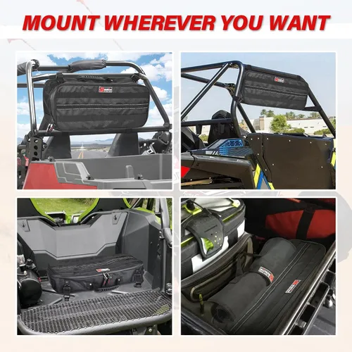 Vista 5 de Bolsa organizadora de herramientas de gran capacidad de 20 pulgadas con tira reflectante compatible con UTV, ATV, Polaris Can am Accesorios