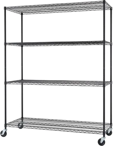 Vista 9 de Trinity Basics Estantería de alambre ajustable de 3 niveles con ruedas para organización de cocina, almacenamiento de garaje, cuarto de lavandería