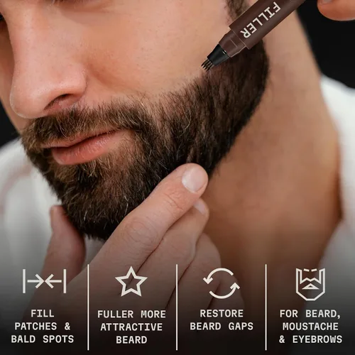 Vista 2 de Striking Viking Lápiz de barba – marrón oscuro, paquete de 2 – Tinte temporal para barba – Impermeable a prueba de sudor de larga duración
