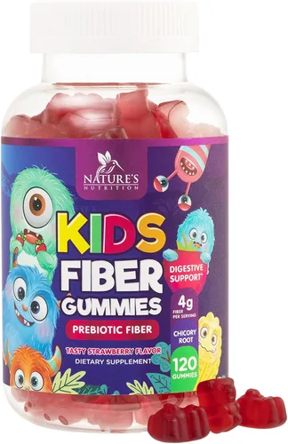Vista 10 de Gomitas de fibra para niños – Fibra dietética 0.14 oz por porción – Suplemento diario de gomitas de fibra para niños – Gomitas prebióticas
