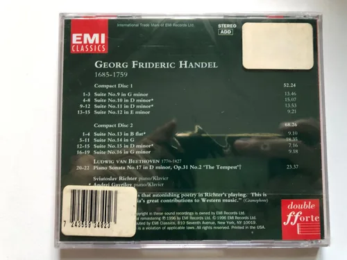 Vista 2 de Handel Keyboard Suites II Beethoven Sonata para piano, Op. 31, No. 34 ES