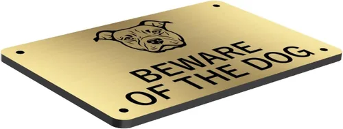 Vista 2 de Letrero de Beware of the Dog (Staffordshire Bull Terrier) – Advertencia fácil de ver, aviso para interiores y exteriores, letrero disuasorio