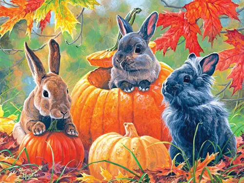 Vista 8 de RoseArt - Abraham Hunter - Autumn Gathering - Rompecabezas de 1000 piezas para adultos
