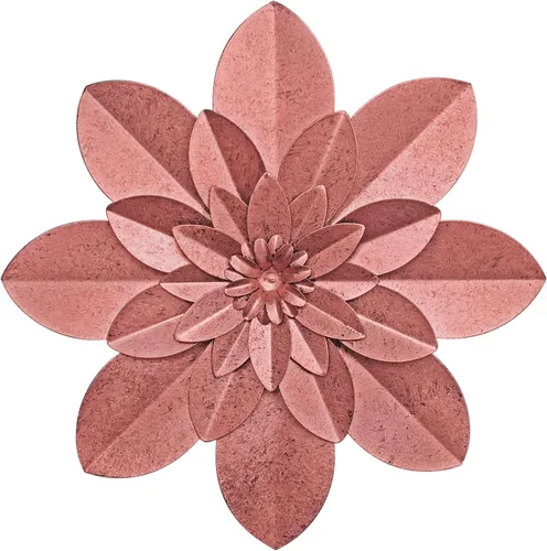 Vista 12 de Decoración artística de pared de flores de metal azul, escultura floral rústica moderna de 9.5 pulgadas, decoración desgastada para colgar