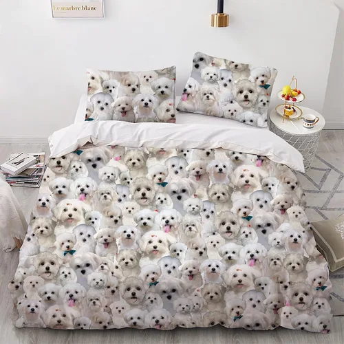 Vista 6 de Juego de funda de edredón de Malinois belga, juego de ropa de cama decorativo de 3 piezas con 2 fundas de almohada, funda de edredón suave, juego