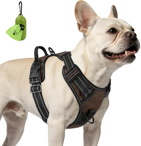 Vista 45 de Joytale Arnés sin tirones para perros pequeños, chaleco reflectante para mascotas con clip frontal, arnés acolchado suave ajustable con asa de fácil