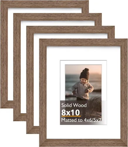 Vista 52 de KINLINK Marco de fotos de 3.5 x 5 pulgadas, color negro ceniza, marcos de madera maciza con plexiglás para mesa y montaje en pared, marcos de fotos