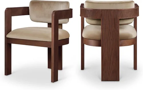 Vista 21 de Meridian Furniture Sacha - Juego de 2 sillas de comedor de terciopelo y Terciopelo coñac