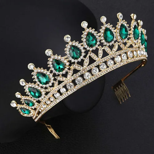 Vista 7 de Holibanna Rhinestone Jewelry Set Crown Necklace Earrings Wedding Jewelry Set Baroque Crown with Comb for Party Banquet