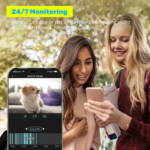 Vista 5 de WUUK Cámara para mascotas de 4 MP, cámara de inclinación panorámica para monitor de bebé, + 2 cámaras exteriores para seguridad en el hogar