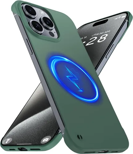 Vista 32 de GRECAZO Funda magnética delgada para iPhone 15 Plus de 6.7 pulgadas (2023), ultrafina, ligera, duradera, sin marco, mate, rígida, MagSafe con anillo