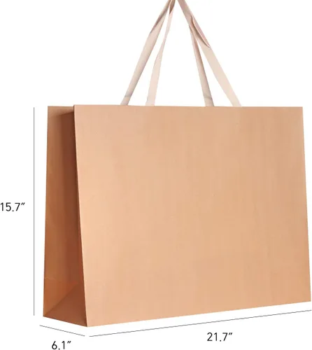 Vista 2 de 6 bolsas de papel marrón natural de 21.7 x 6.1 x 15.7 pulgadas (4) bolsas de papel marrón natural, gigantes, gigantes, enormes XL, gruesas
