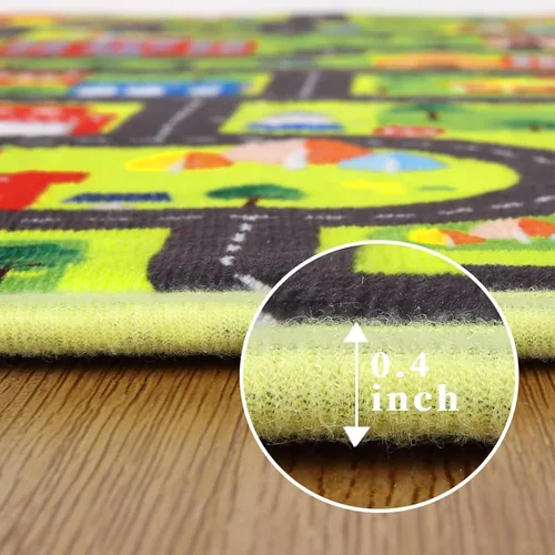 Vista 5 de NANAN Alfombra de juego para niños de 4 x 4 pulgadas, alfombra de coche, alfombra de juegos para niños pequeños, alfombra circular para niños, sala