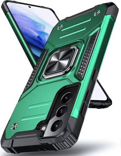 Vista 44 de DASFOND Diseñada para funda Galaxy S8 con soporte, anillo metálico giratorio mejorado de 360°, soporte kickstand de grado militar, resistente a
