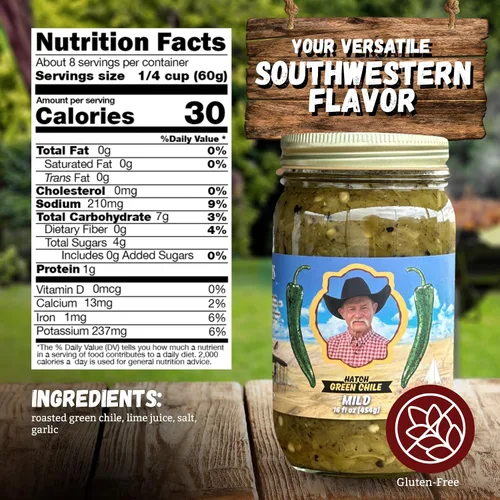 Vista 2 de Kent Rollins Hatch Green Chile - Chiles verdes picados asados al fuego de Nuevo México - Listo para usar para enchiladas, huevos, hamburguesas y más