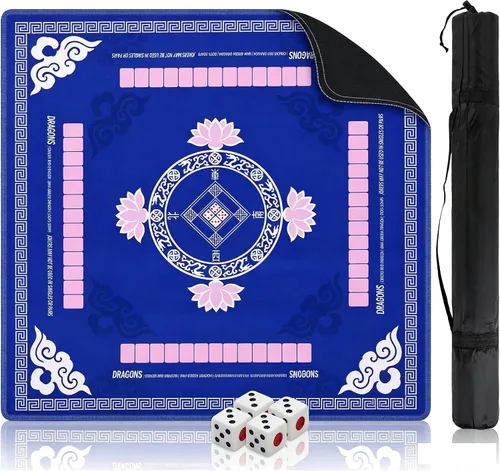 Vista 11 de American Learning - Tapete de mesa Mahjong azul con reglas