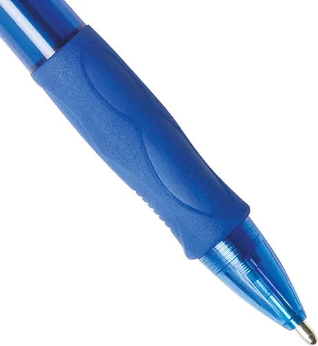 Vista 5 de BIC Glide Bolígrafos de punta gruesa azul, punta gruesa (1.6 mm), paquete de 4 unidades, bolígrafos retráctiles de punta redonda con cómodo agarre