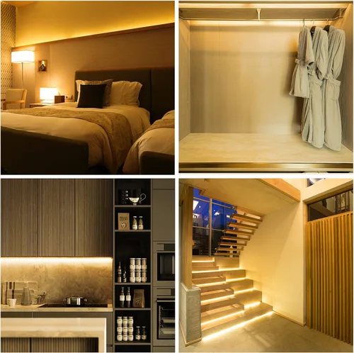 Vista 2 de COB - Luces LED para dormitorio, alimentadas por USB, 16.4 pies, 1600 LED, tira de luces blancas cálidas, regulables, flexibles, cinta adhesiva 3M