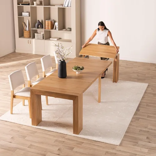 Vista 40 de Transformer Table - Mesa de comedor extensible de madera maciza, asientos 2-12, mesa de comedor expandible, muebles que ahorran espacio, muebles