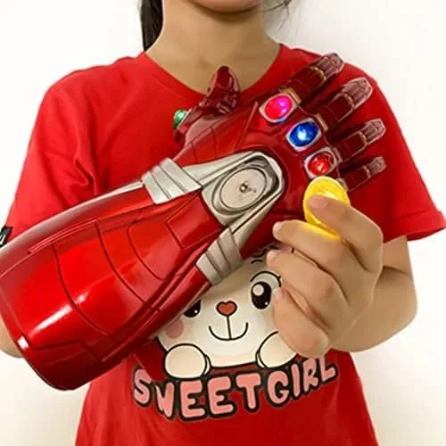 Vista 2 de Lamacun Infinity - Guantes de guantelete de hierro con gemas LED piedras iluminadas juguete para niños adultos accesorios de cosplay